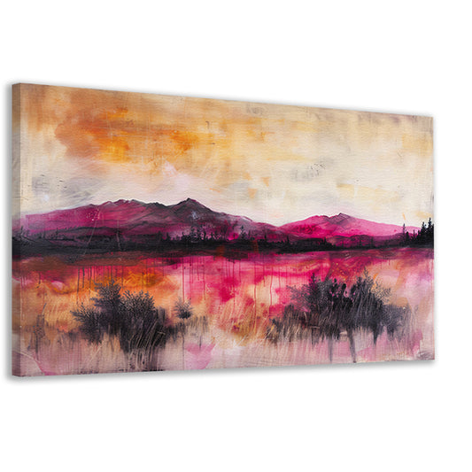 Kleurrijk abstract berglandschap met natuur canvas