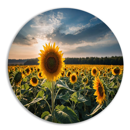 Veld vol zonnebloemen bij zonsondergang forex muurcirkel