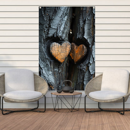 Twee Harten in Verbrande Boomschors tuinposter