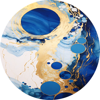 Dans van Blauw en Gouden Cirkels aluminium muurcirkel