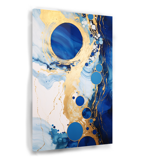 Dans van Blauw en Gouden Cirkels Acrylglas