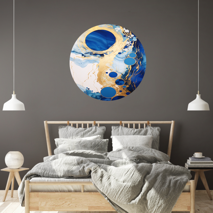 Dans van Blauw en Gouden Cirkels aluminium muurcirkel
