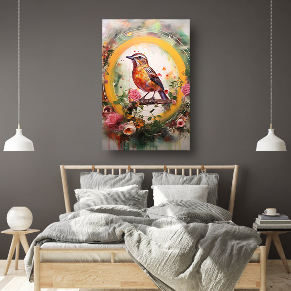 Minimalistische vogel in cirkel canvas