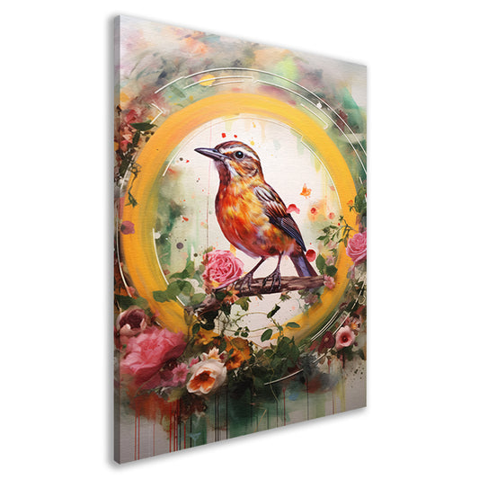Minimalistische vogel in cirkel canvas