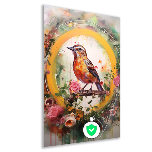 Minimalistische vogel in cirkel poster