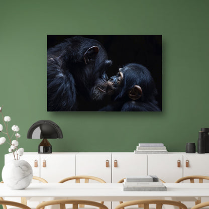 Ontroerend portret van chimpansees in zwart-wit poster