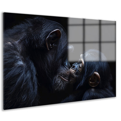 Ontroerend portret van chimpansees in zwart-wit acrylglas