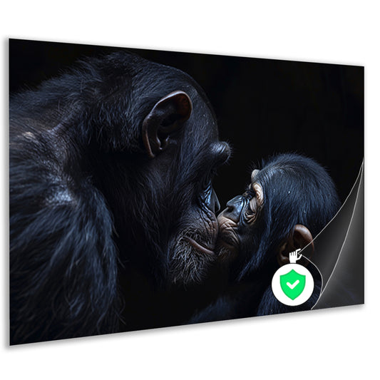 Ontroerend portret van chimpansees in zwart-wit poster