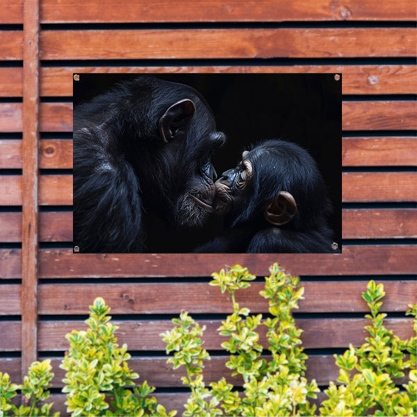 Ontroerend portret van chimpansees in zwart-wit tuinposter