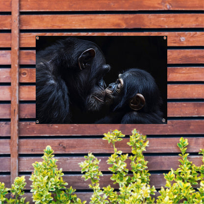 Ontroerend portret van chimpansees in zwart-wit tuinposter