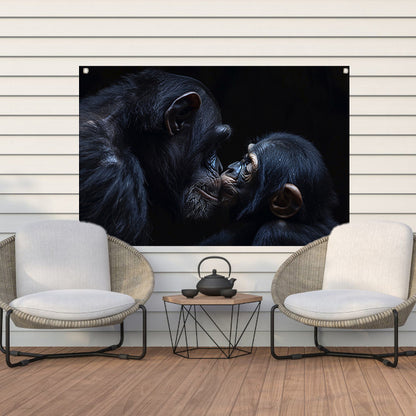 Ontroerend portret van chimpansees in zwart-wit tuinposter