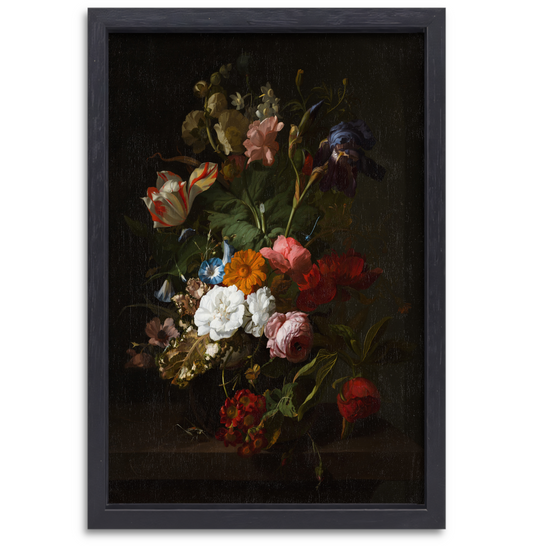 Vaas met bloemen - Rachel Ruysch canvas met baklijst