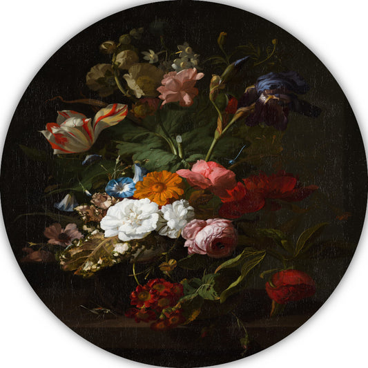 Vaas met bloemen - Rachel Ruysch aluminium muurcirkel