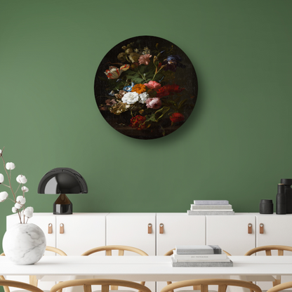 Vaas met bloemen - Rachel Ruysch aluminium muurcirkel