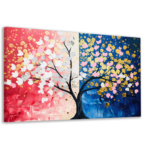 Kleurrijk abstract schilderij van een boom canvas