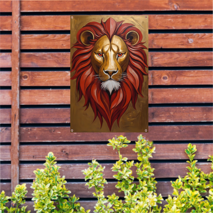 Gouden Leeuw met Rode Manen Schilderij tuinposter