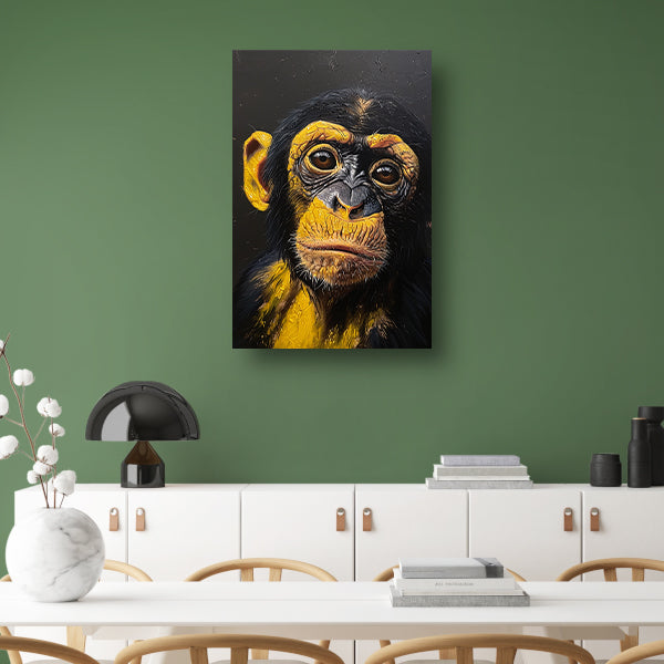 Realistisch schilderij van een gedetailleerde aap canvas