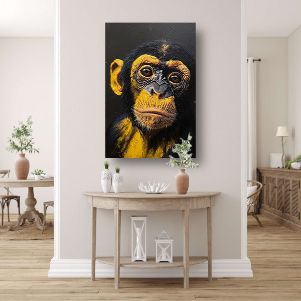 Realistisch schilderij van een gedetailleerde aap canvas