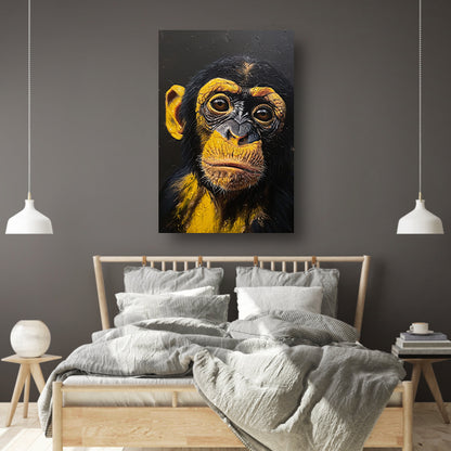 Realistisch schilderij van een gedetailleerde aap canvas