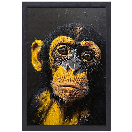 Realistisch schilderij van een gedetailleerde aap canvas met baklijst
