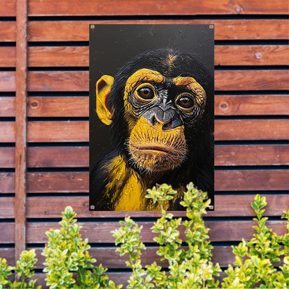 Realistisch schilderij van een gedetailleerde aap tuinposter