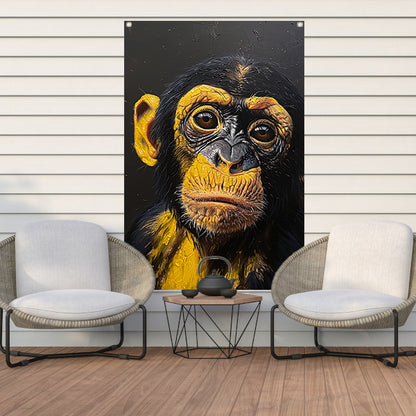 Realistisch schilderij van een gedetailleerde aap tuinposter