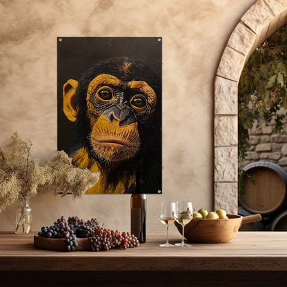 Realistisch schilderij van een gedetailleerde aap tuinposter