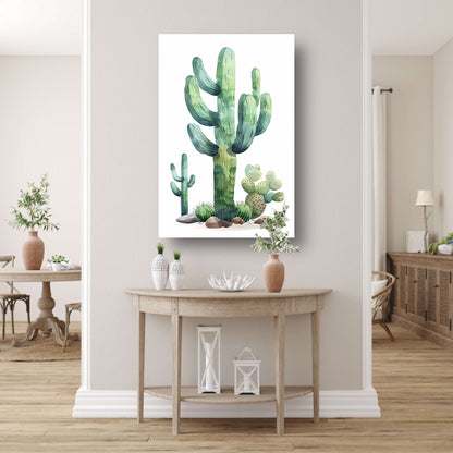 Aquarel schilderij van cactussen in de woestijn poster