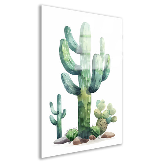 Aquarel schilderij van cactussen in de woestijn acrylglas