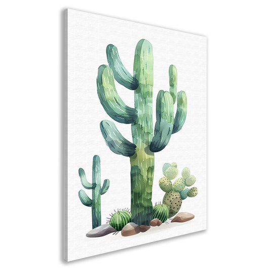 Aquarel schilderij van cactussen in de woestijn canvas