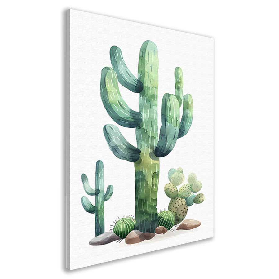 Aquarel schilderij van cactussen in de woestijn canvas