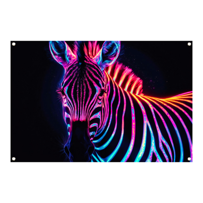 Neon Zebra in Psychedelische Kleuren tuinposter