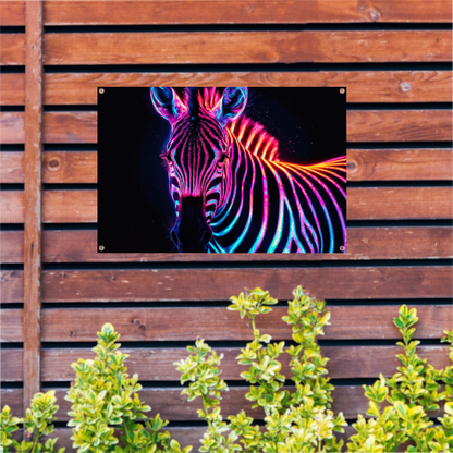 Neon Zebra in Psychedelische Kleuren tuinposter