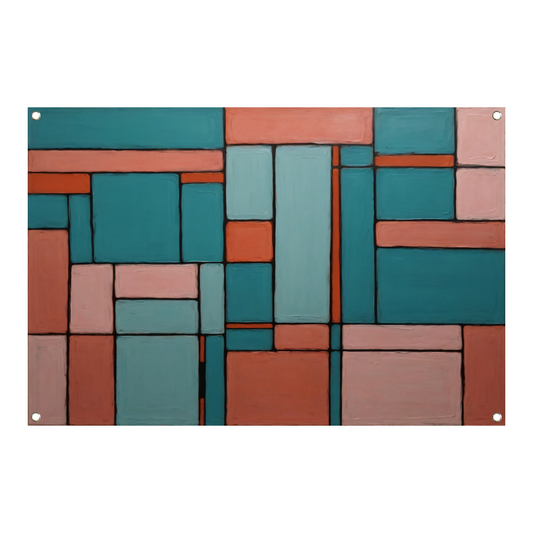 Geometrische Harmonie in Roze en Cyaan tuinposter