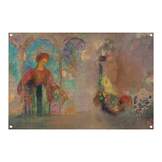 Vrouw in een gotische arcade - Odilon Redon tuinposter