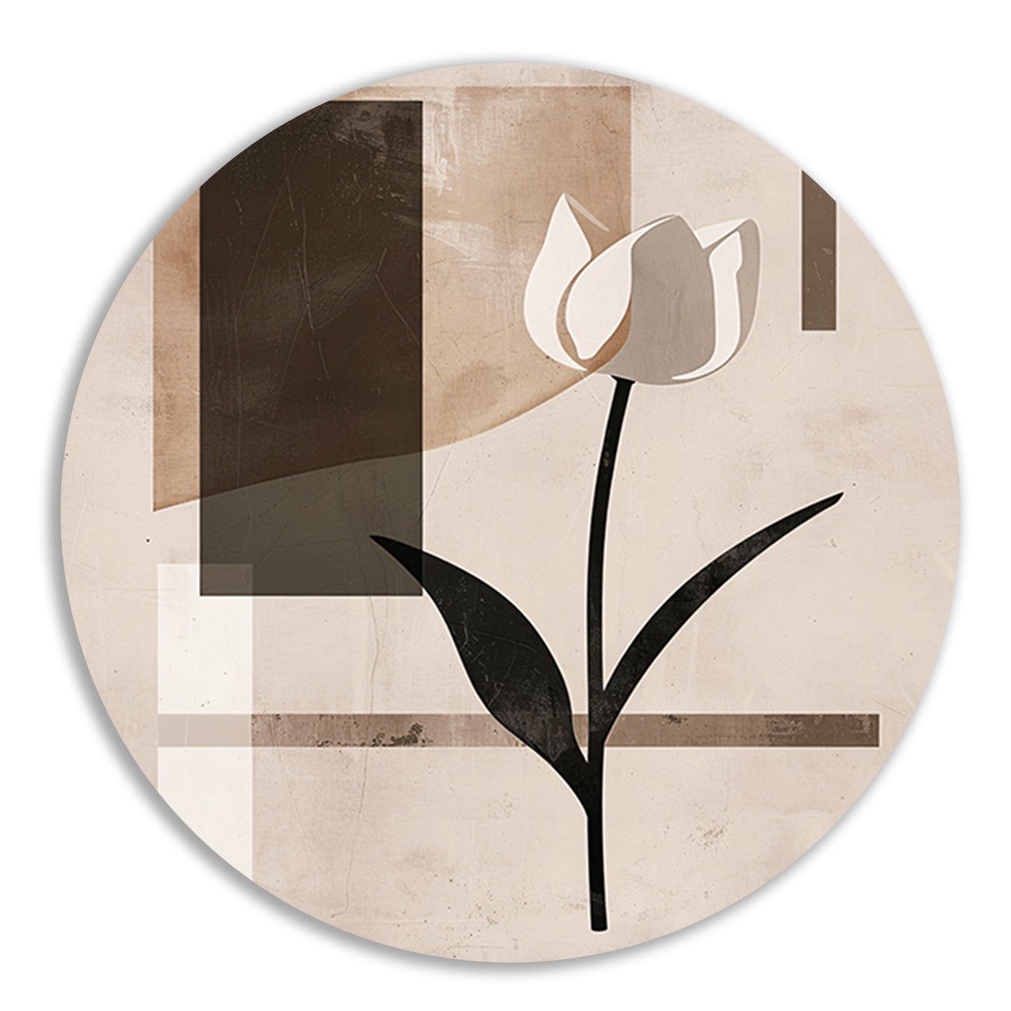 Abstracte Monochroom Tulp op Geometrische Achtergrond aluminium muurcirkel