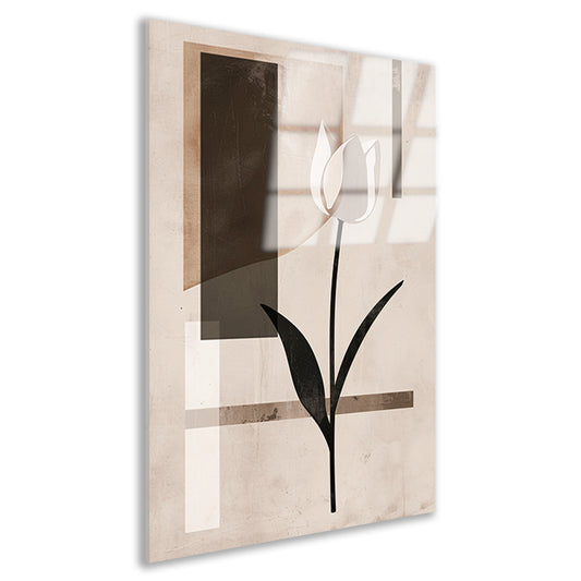 Abstracte Monochroom Tulp op Geometrische Achtergrond acrylglas