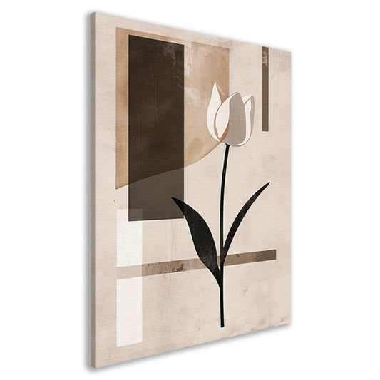 Abstracte Monochroom Tulp op Geometrische Achtergrond canvas