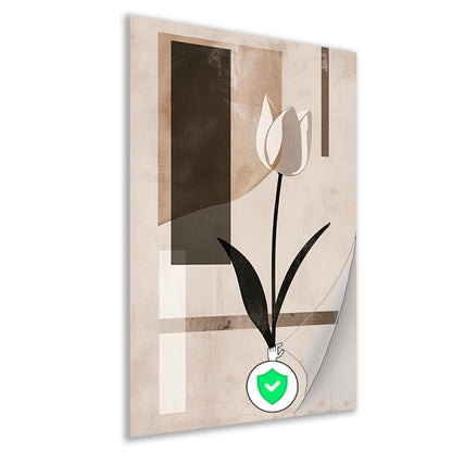 Abstracte Monochroom Tulp op Geometrische Achtergrond poster