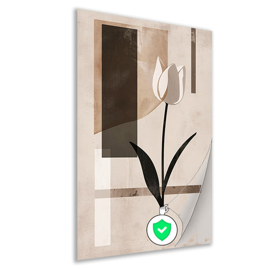 Abstracte Monochroom Tulp op Geometrische Achtergrond poster