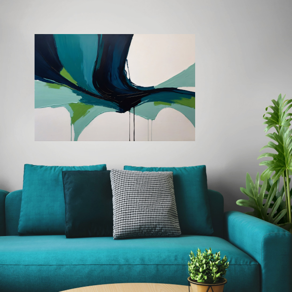 Harmonische Stroom van Moderne Abstractie canvas met baklijst