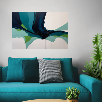 Harmonische Stroom van Moderne Abstractie canvas met baklijst