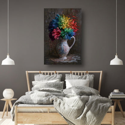 Kleurrijke Impressionistische Bloemen in Elegante Vaas canvas