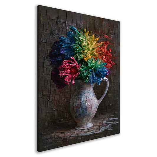 Kleurrijke Impressionistische Bloemen in Elegante Vaas canvas