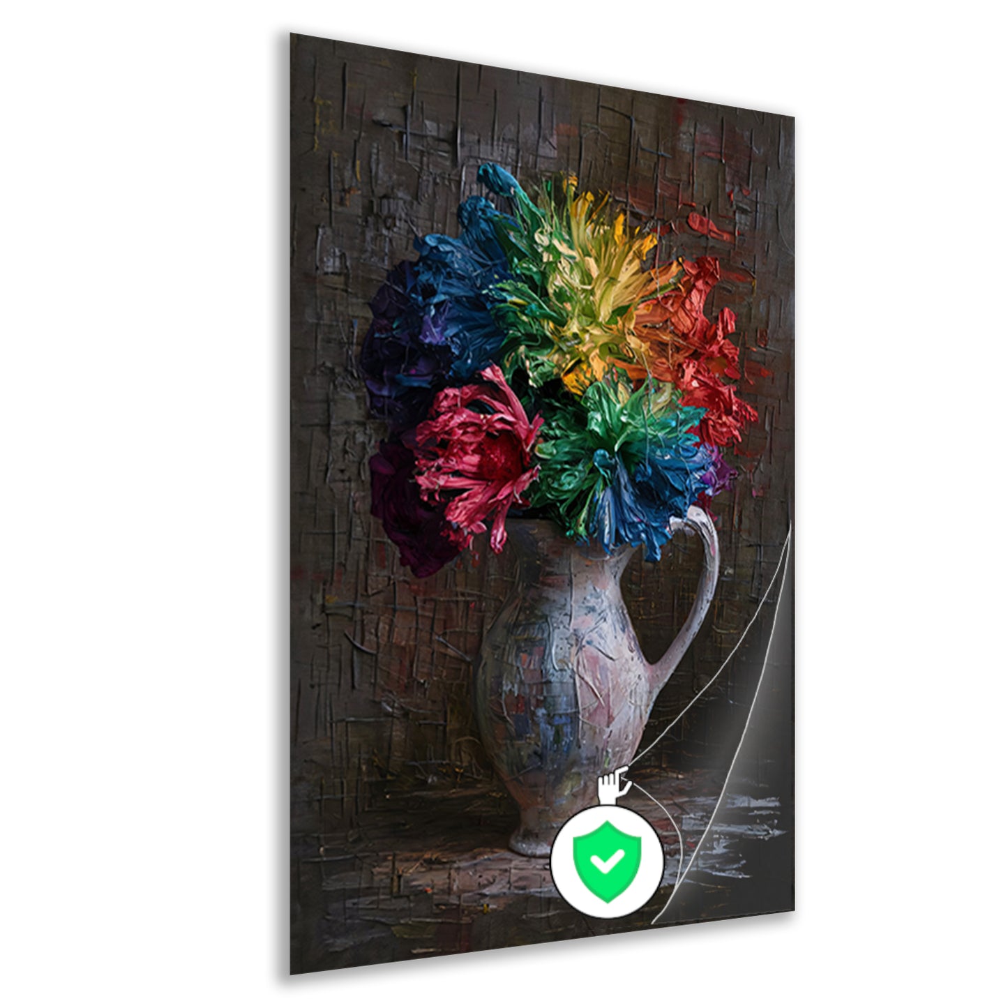 Kleurrijke Impressionistische Bloemen in Elegante Vaas poster