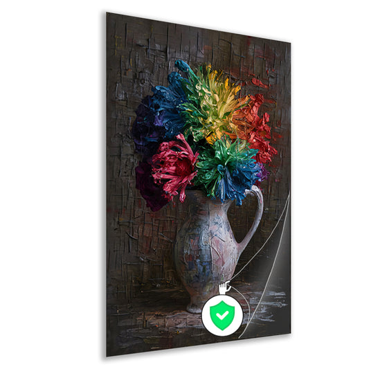 Kleurrijke Impressionistische Bloemen in Elegante Vaas poster
