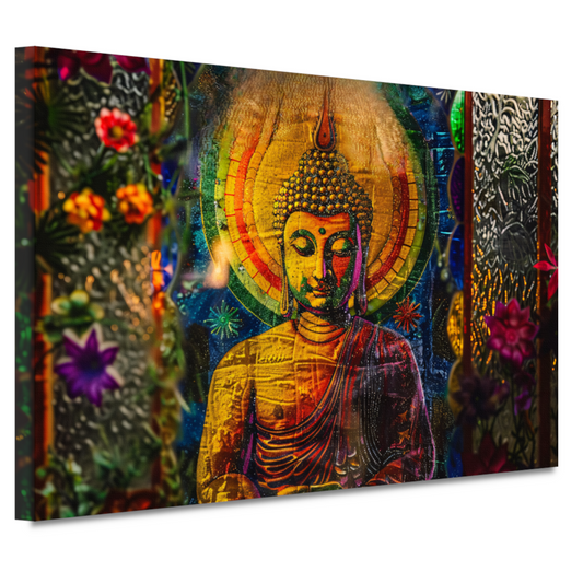 Boeddha in Kleurrijk Kosmisch Licht canvas