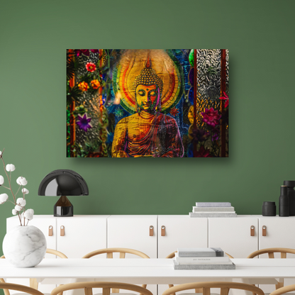 Boeddha in Kleurrijk Kosmisch Licht canvas