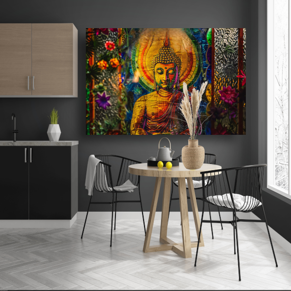 Boeddha in Kleurrijk Kosmisch Licht canvas