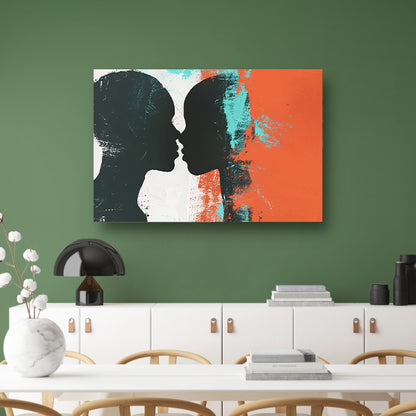 Abstracte silhouetten van een koppel in kleur poster